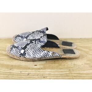 Tory Burch Espadrille 10.5 Leather Snake Print Max Slide Flat Shoes